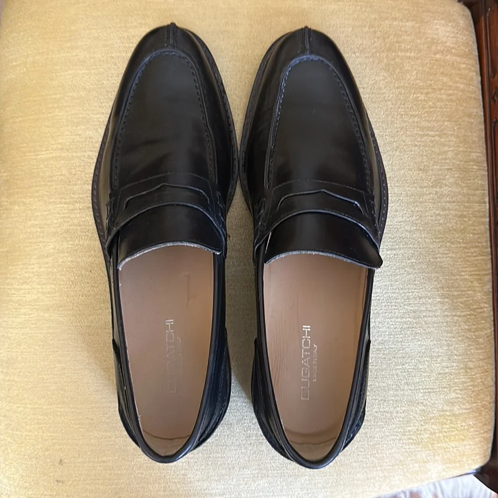Bugatchi Men’s Black Leather Loafer Slip On Dress Shoe Size 11 Made in Italy
